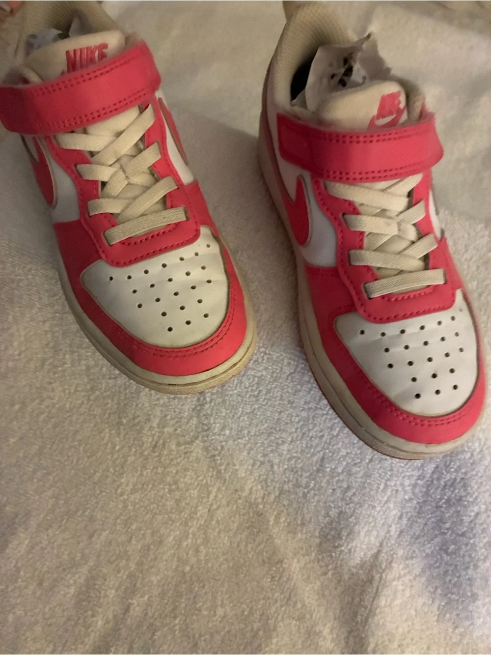 Nike “Court Borough Low”White and Bright Pink Low-Top Sneakers